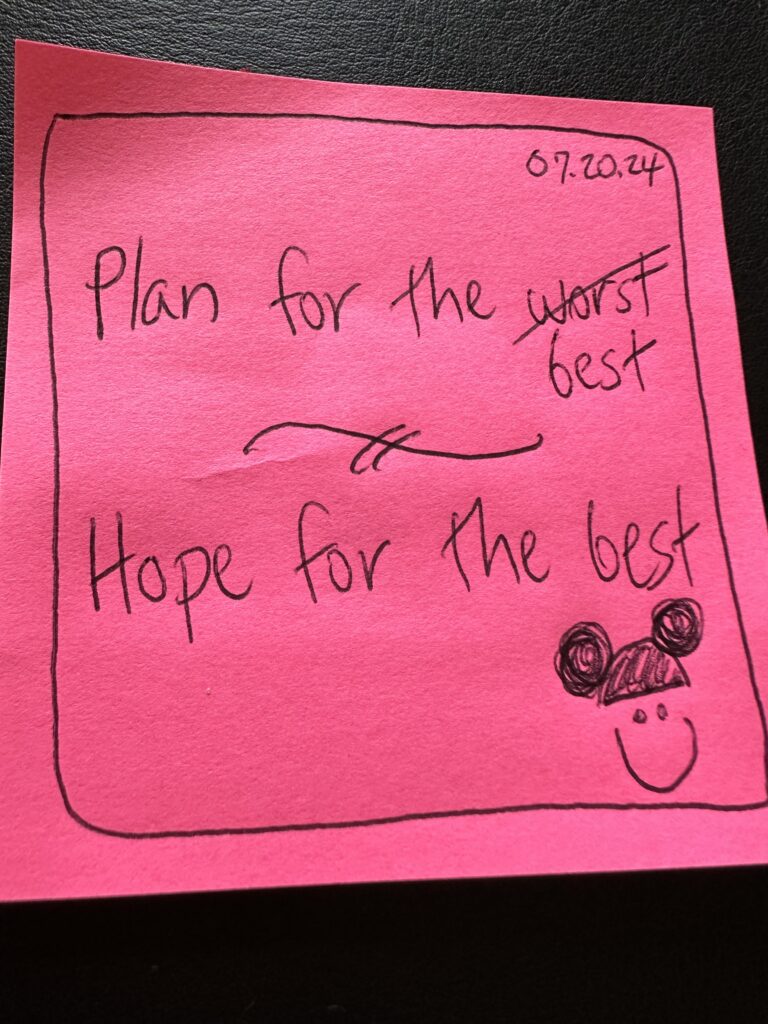handwritten post it note