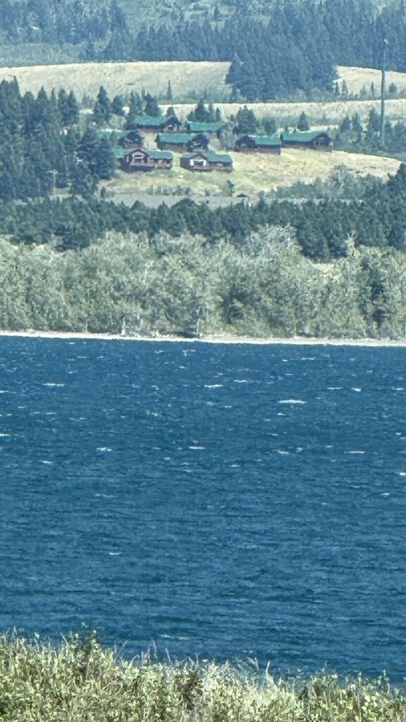 mountain cabins from across a lake