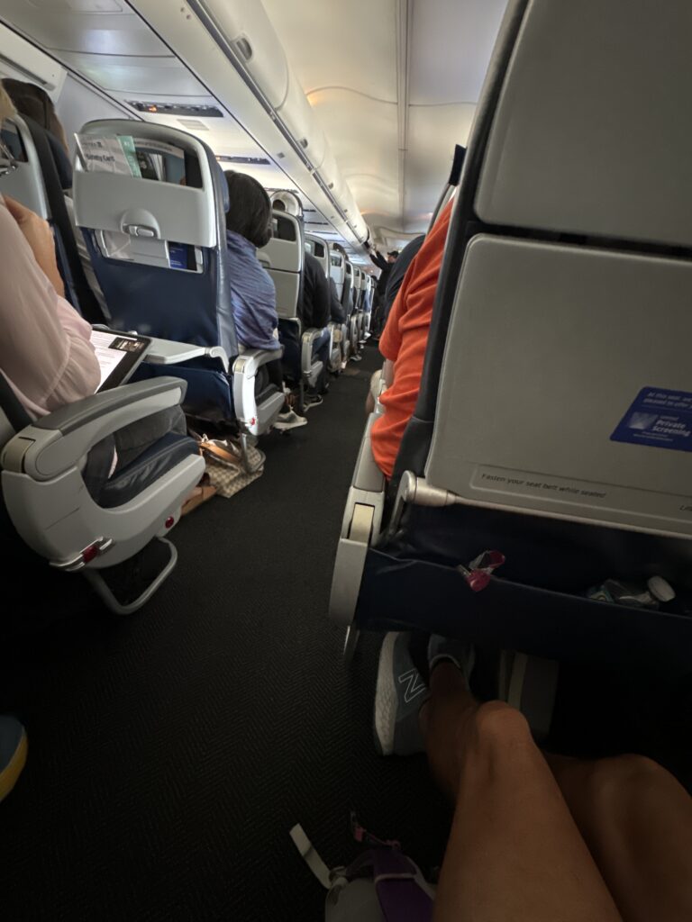 Airplane aisle seat view