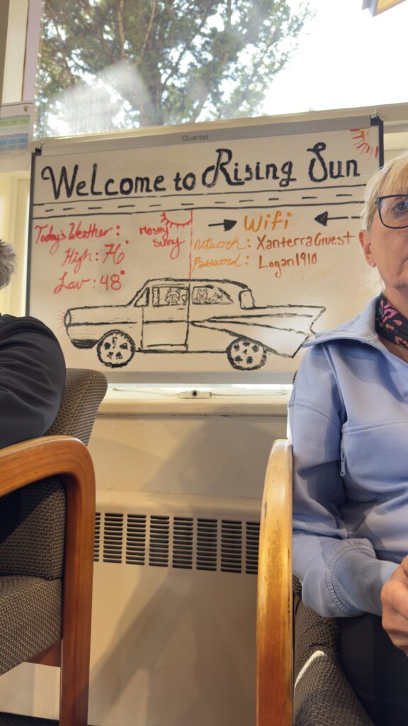 motel lobby whiteboard