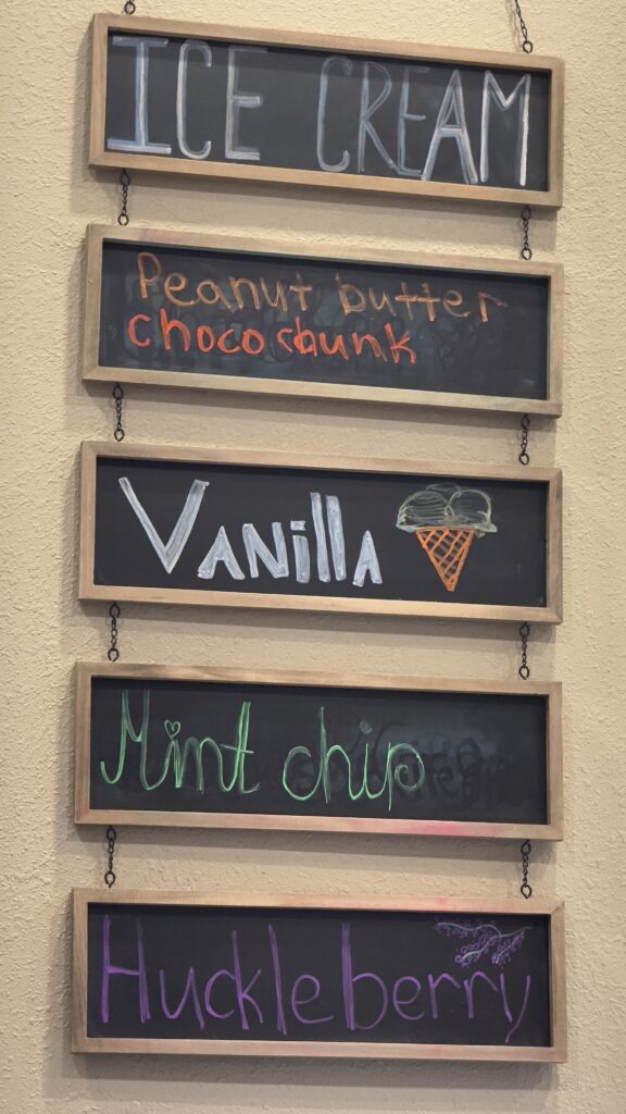 ice cream menu