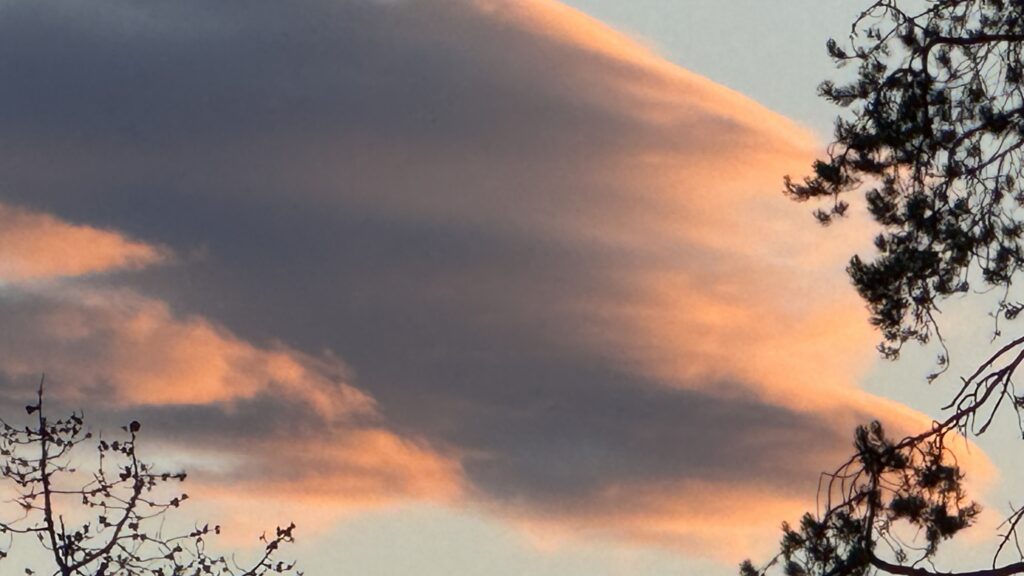 sunset tinged clouds
