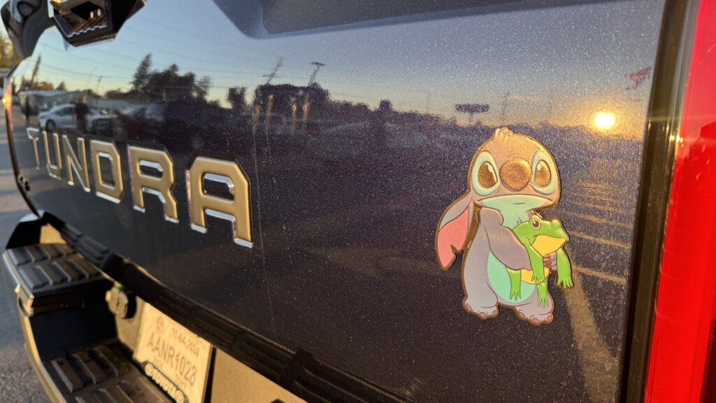 Disney's Stitch decal on truck