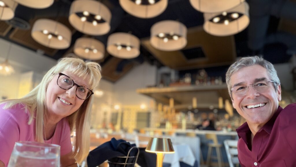 Honeymoon couple at restaurant 
