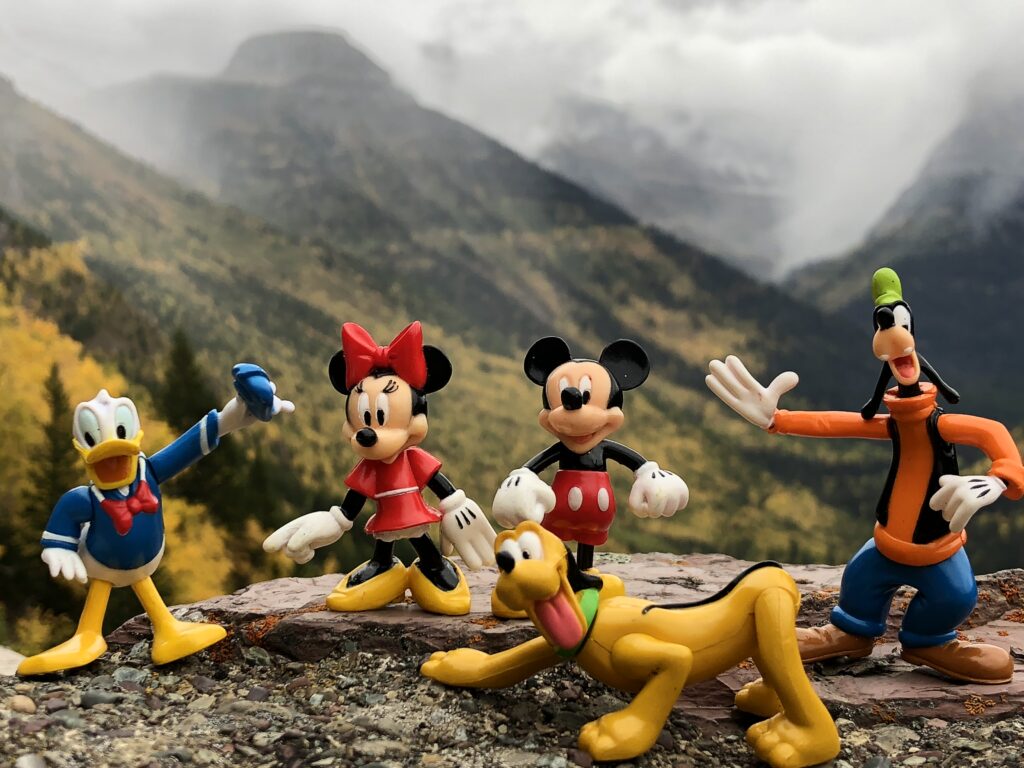 Glacier National Park and disney character figurines