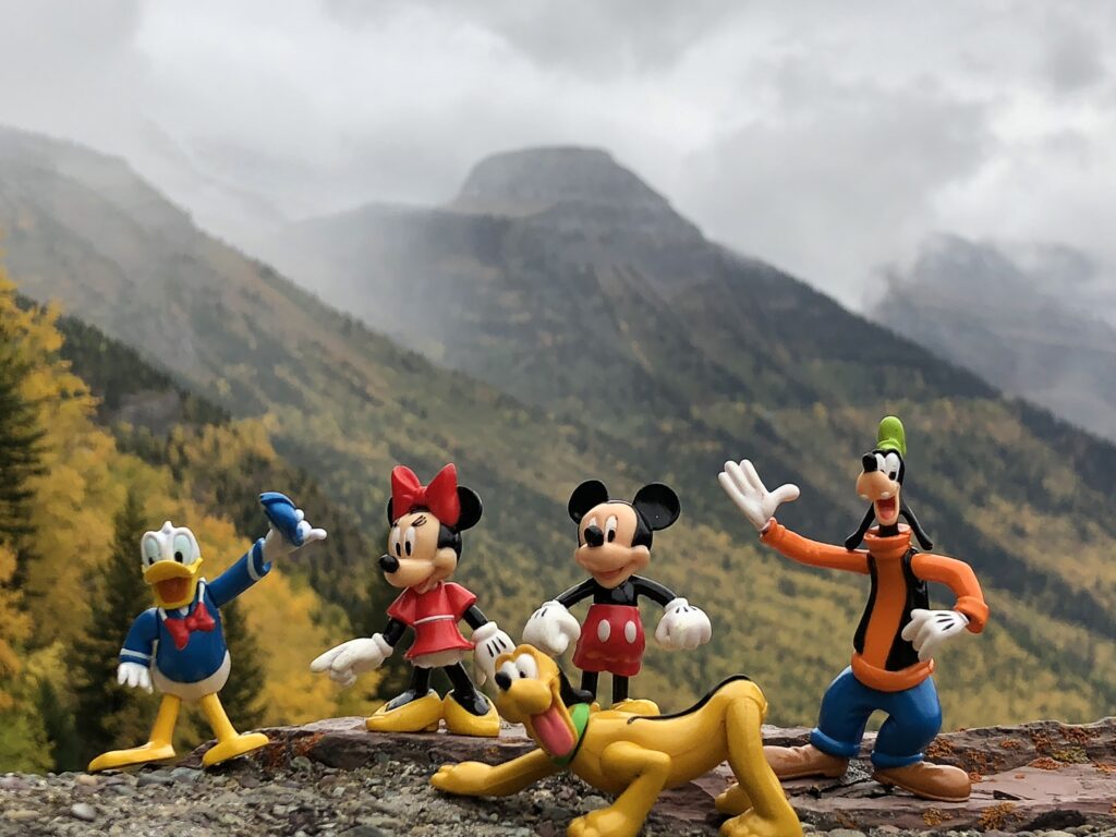 Glacier National Park and disney character figurines