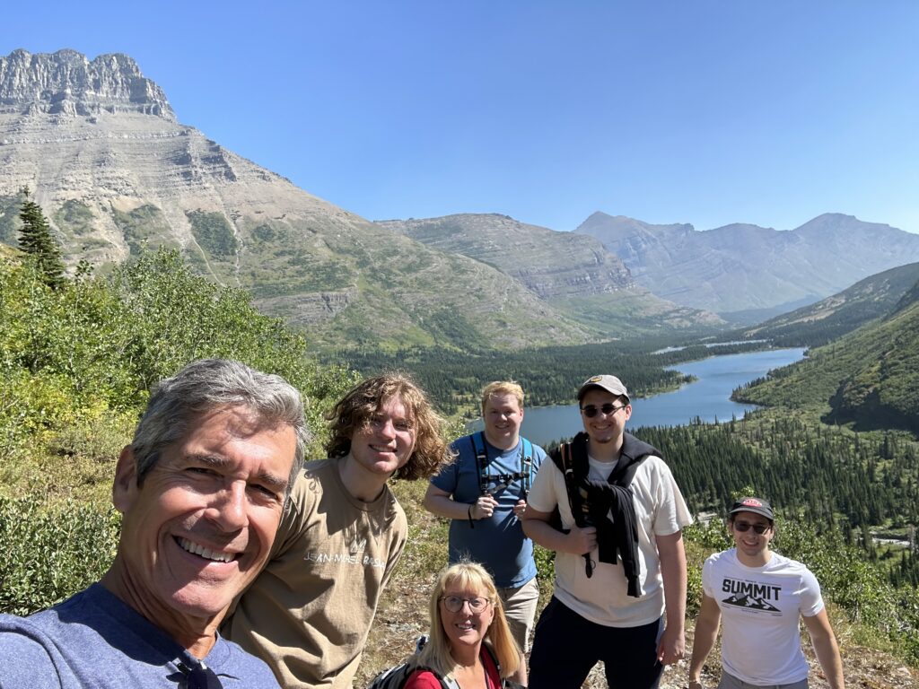 family in Swiftcurrent Valley