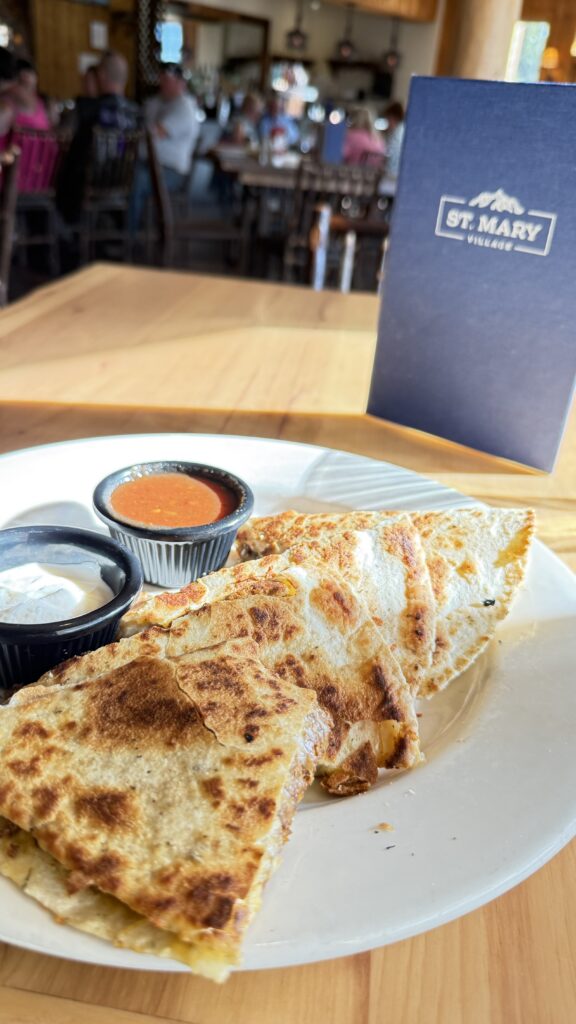Quesadilla on restaurant platter