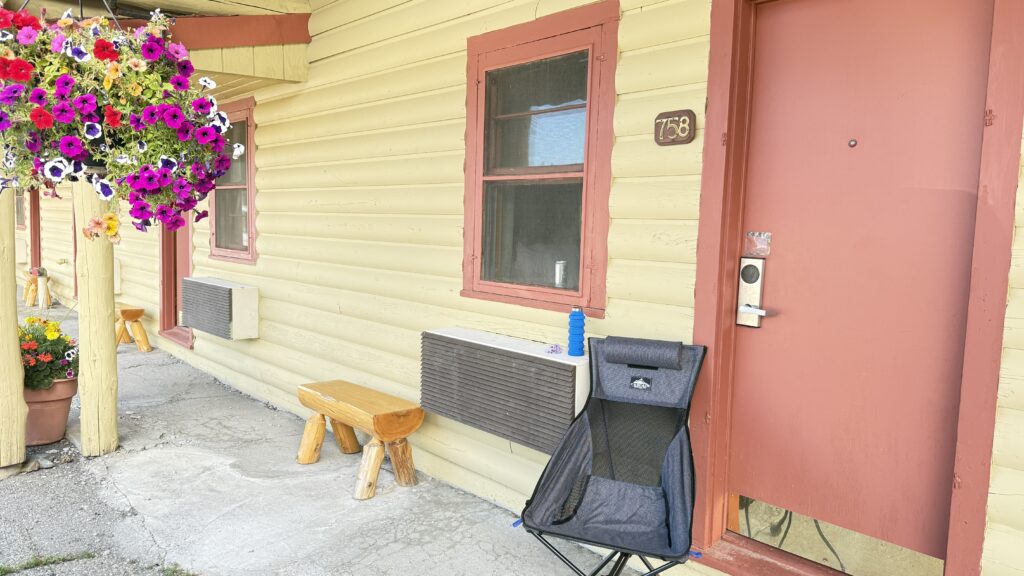 Glacier National Park motel room door and porch